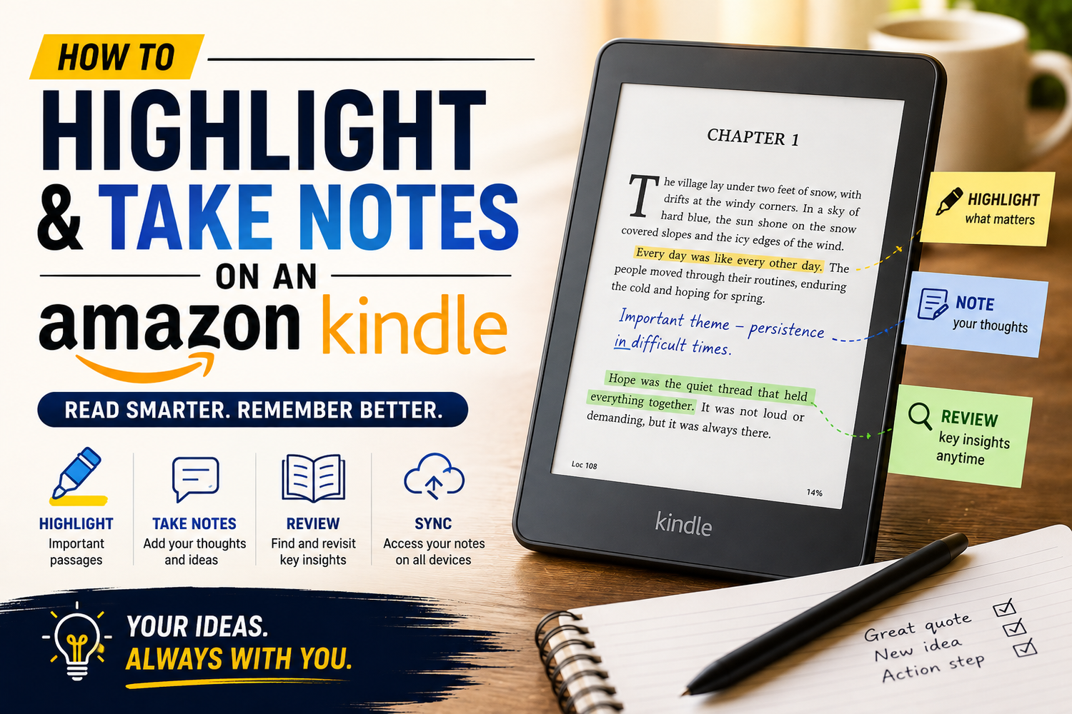 How to Highlight and Take Notes on an Amazon Kindle