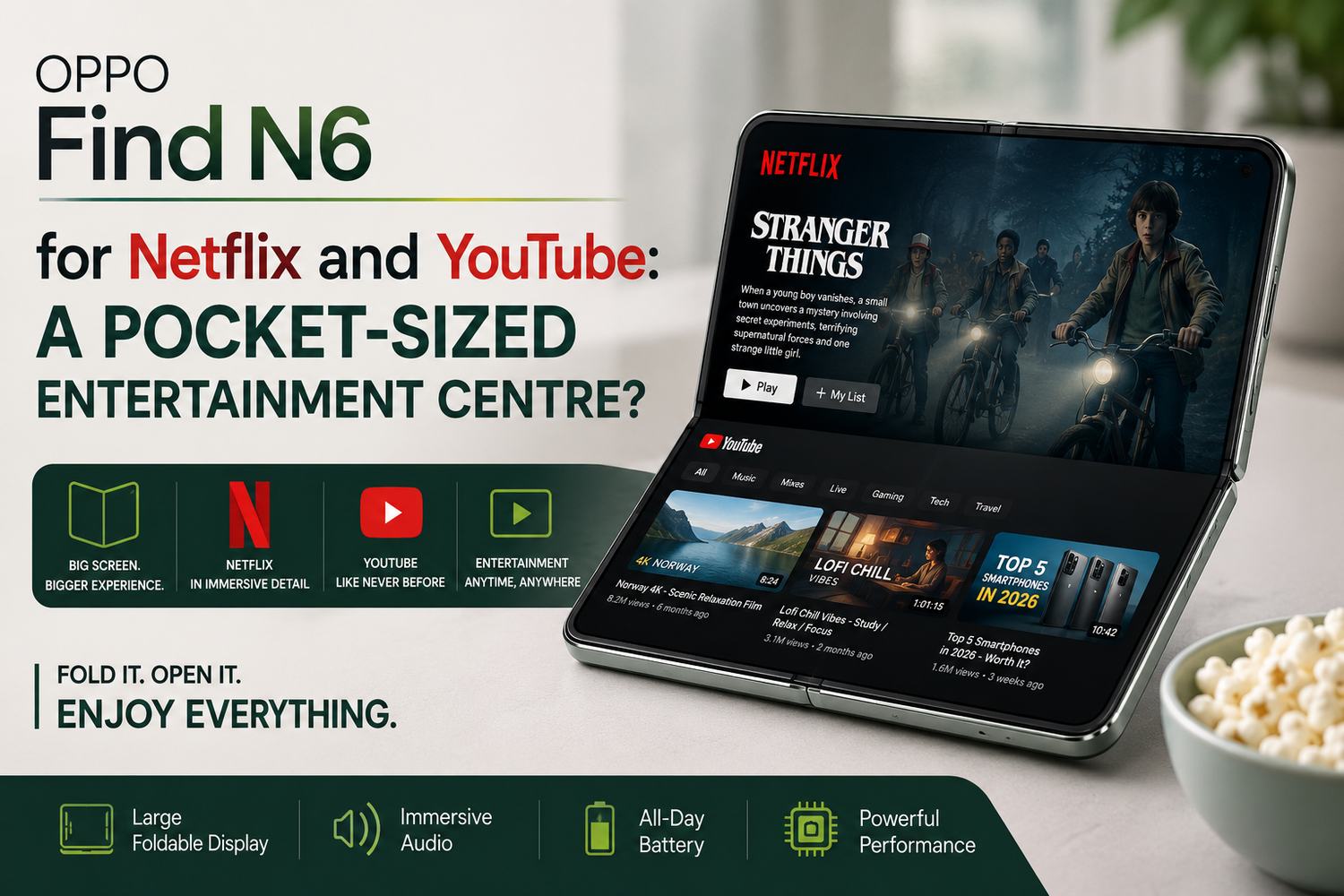 OPPO Find N6 for Netflix and YouTube: A Pocket-Sized Entertainment Centre?