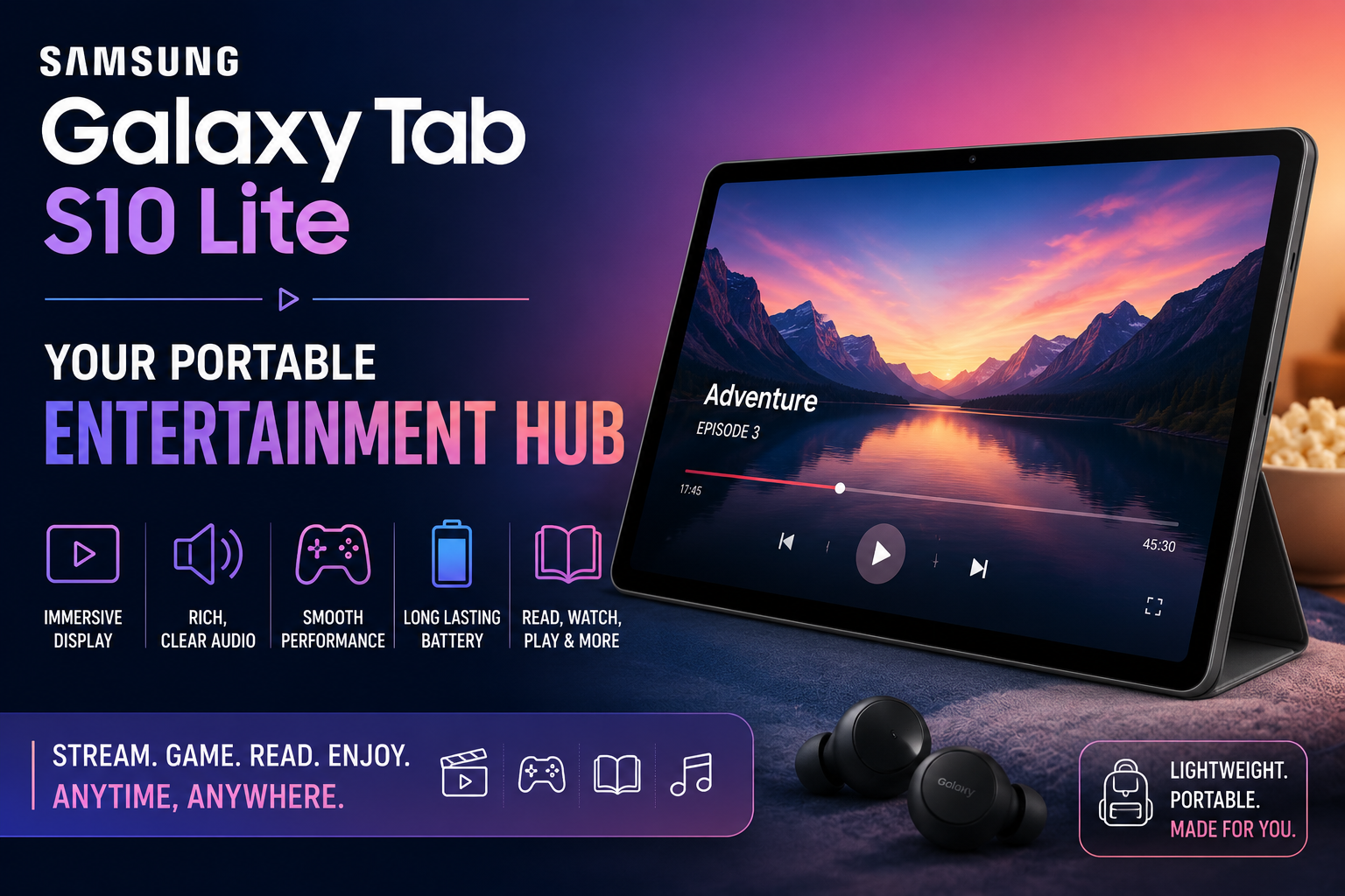 Samsung Galaxy Tab S10 Lite as a Portable Entertainment Hub