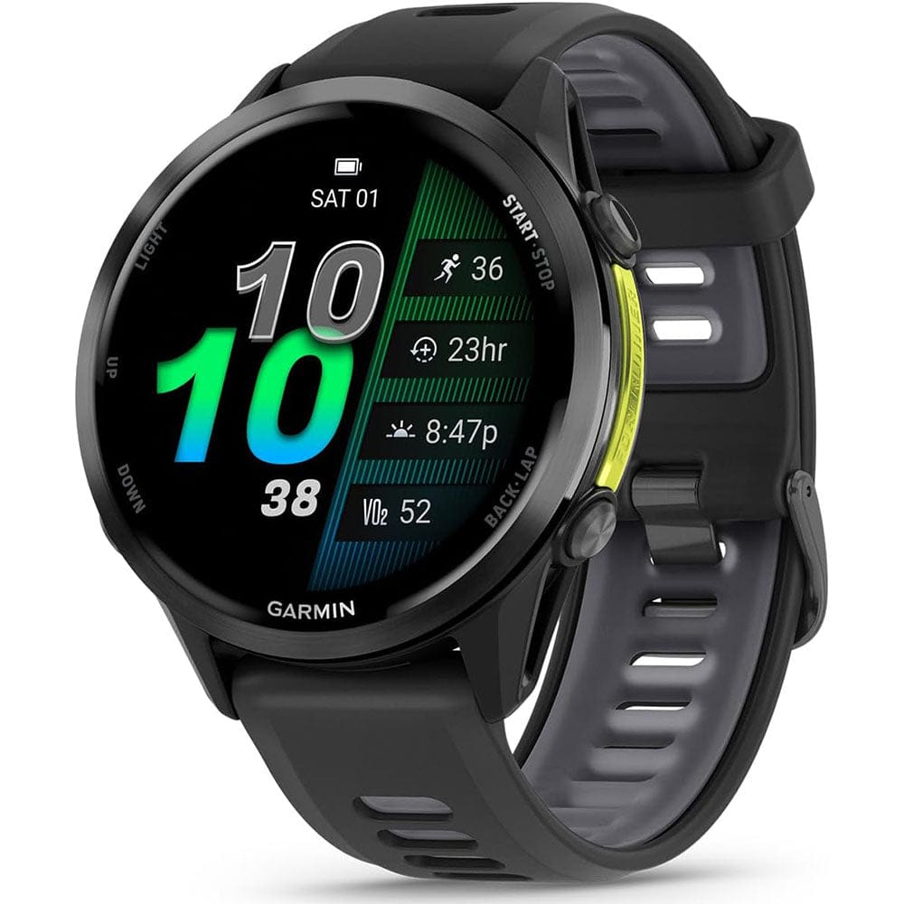 Garmin Smart Watch Carbon Grey DLC Titanium with Black Case and Black/Translucent Whitestone Band Garmin Forerunner 970 GPS Running Smartwatch