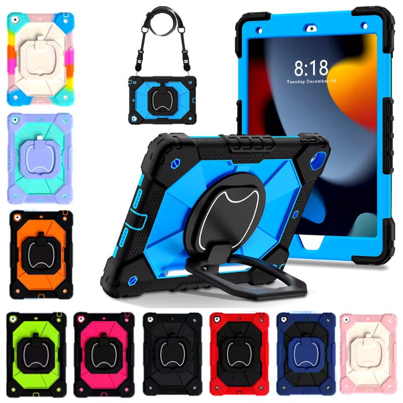 Techieexpert Generic Accessories For iPad 8th Gen 10.2" Case Kids Heavy Duty Shockproof Cover - Blue - Black