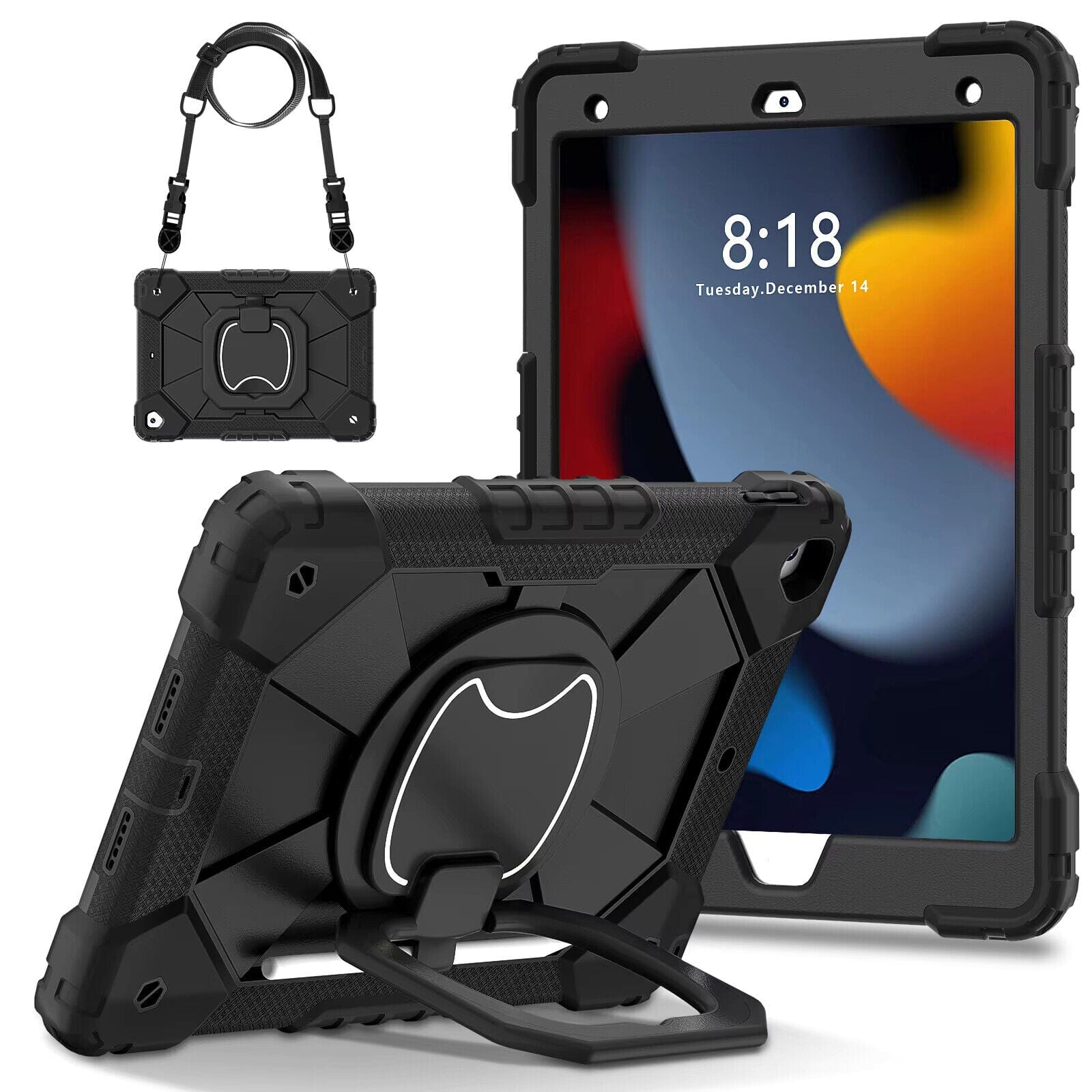 Techieexpert Generic Accessories For iPad 8th Gen 10.2" Case Kids Heavy Duty Shockproof Cover - Black - Black
