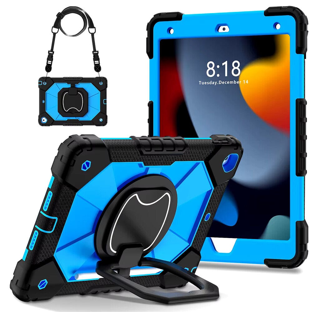 Techieexpert Generic Accessories For iPad 9th Gen 10.2" Case Kids Heavy Duty Shockproof Cover - Blue - Black