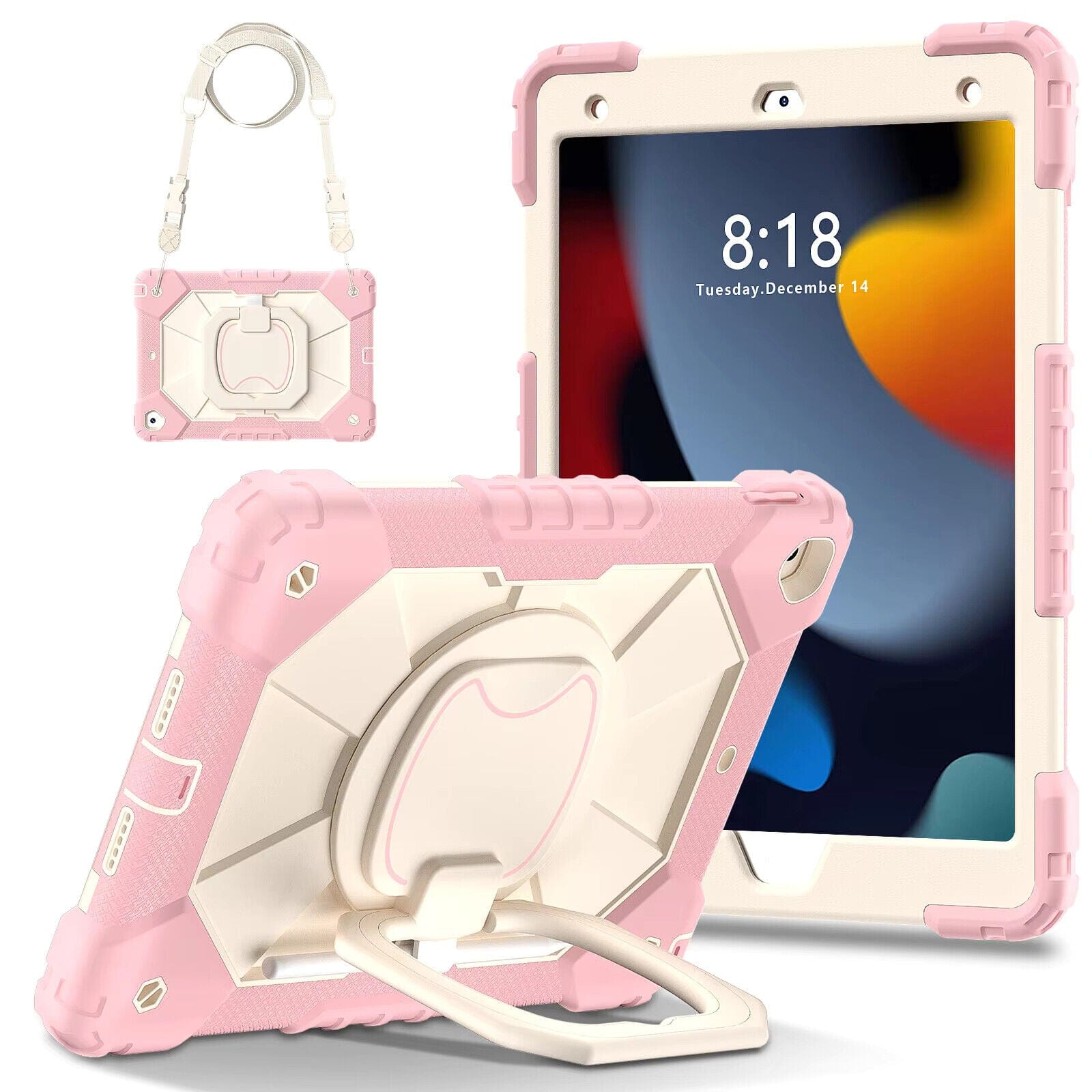 Techieexpert Generic Accessories For iPad 5th Gen 9.7" Case Kids Heavy Duty Shockproof Cover - Peach Pink