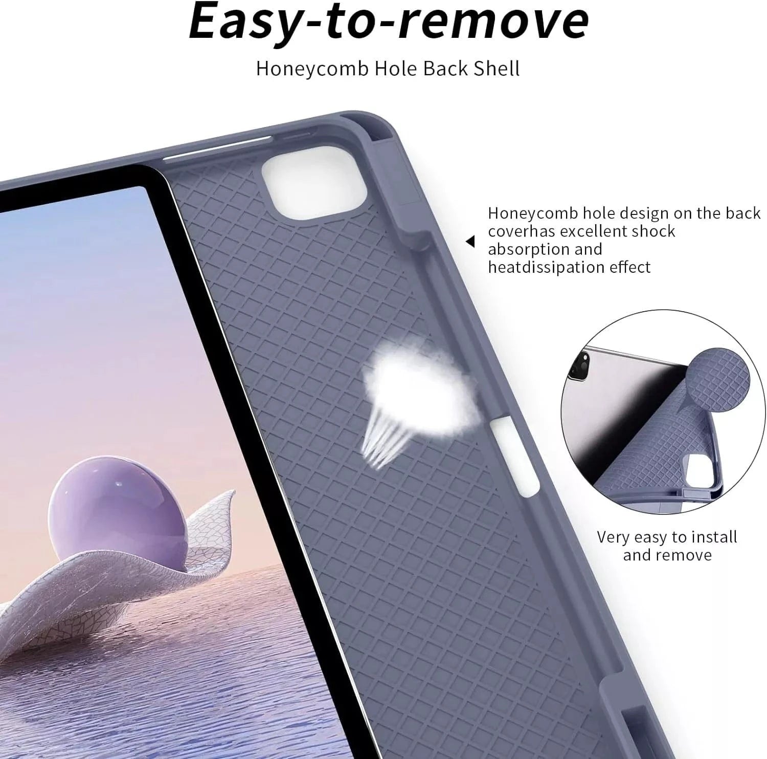 Techieexpert Generic Accessories Shockproof Smart Cover TPU Case For iPad Air 2nd Gen 9.7" Pen Slot - Grey