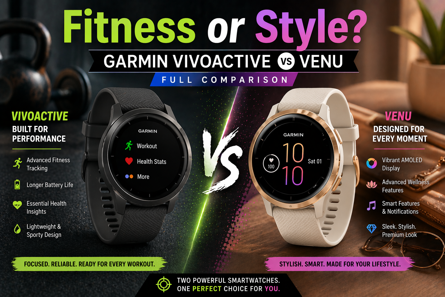 Fitness or Style? Garmin Vivoactive vs Venu Full Comparison