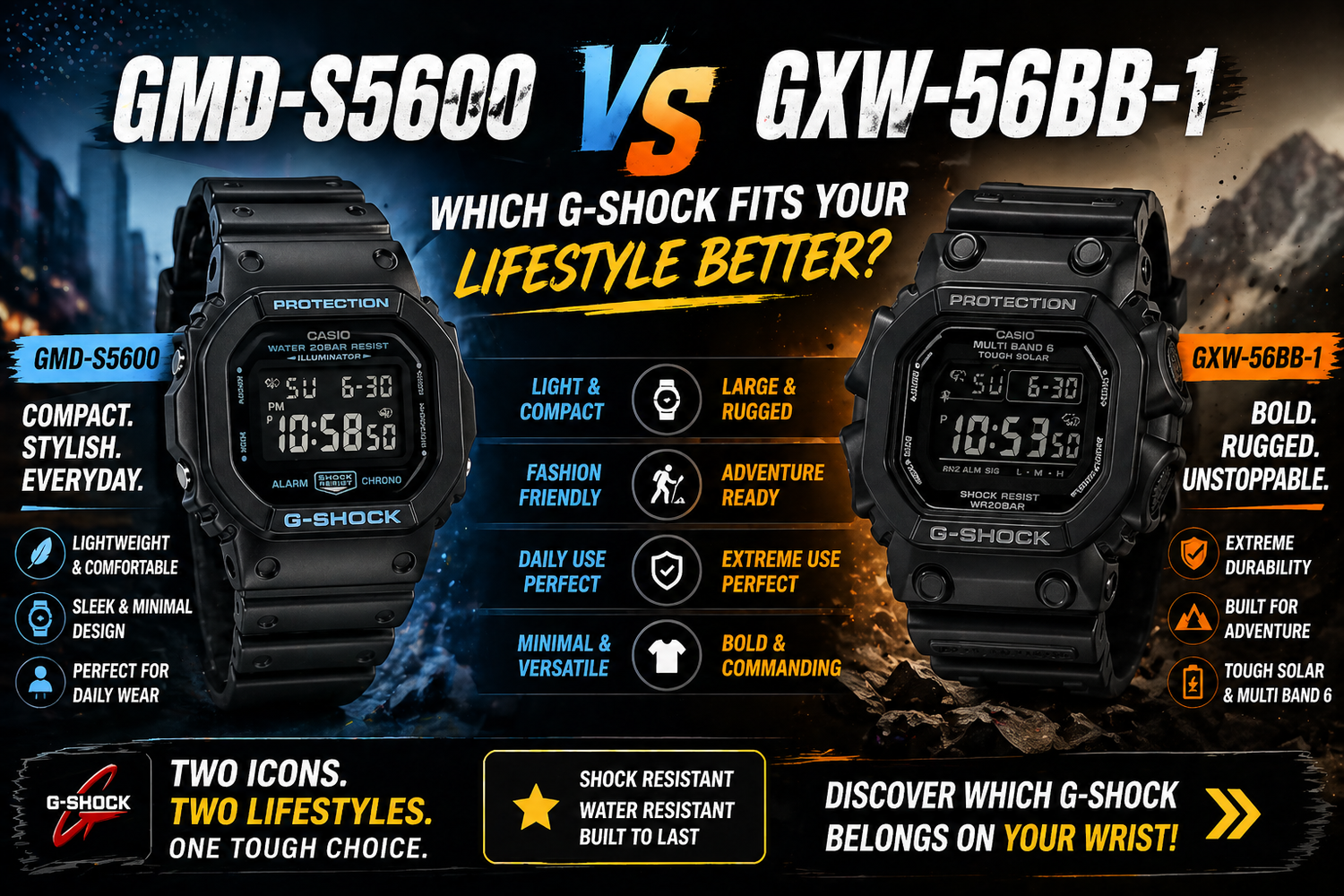GMD-S5600 vs GXW-56BB-1: Which G-Shock Fits Your Lifestyle Better?