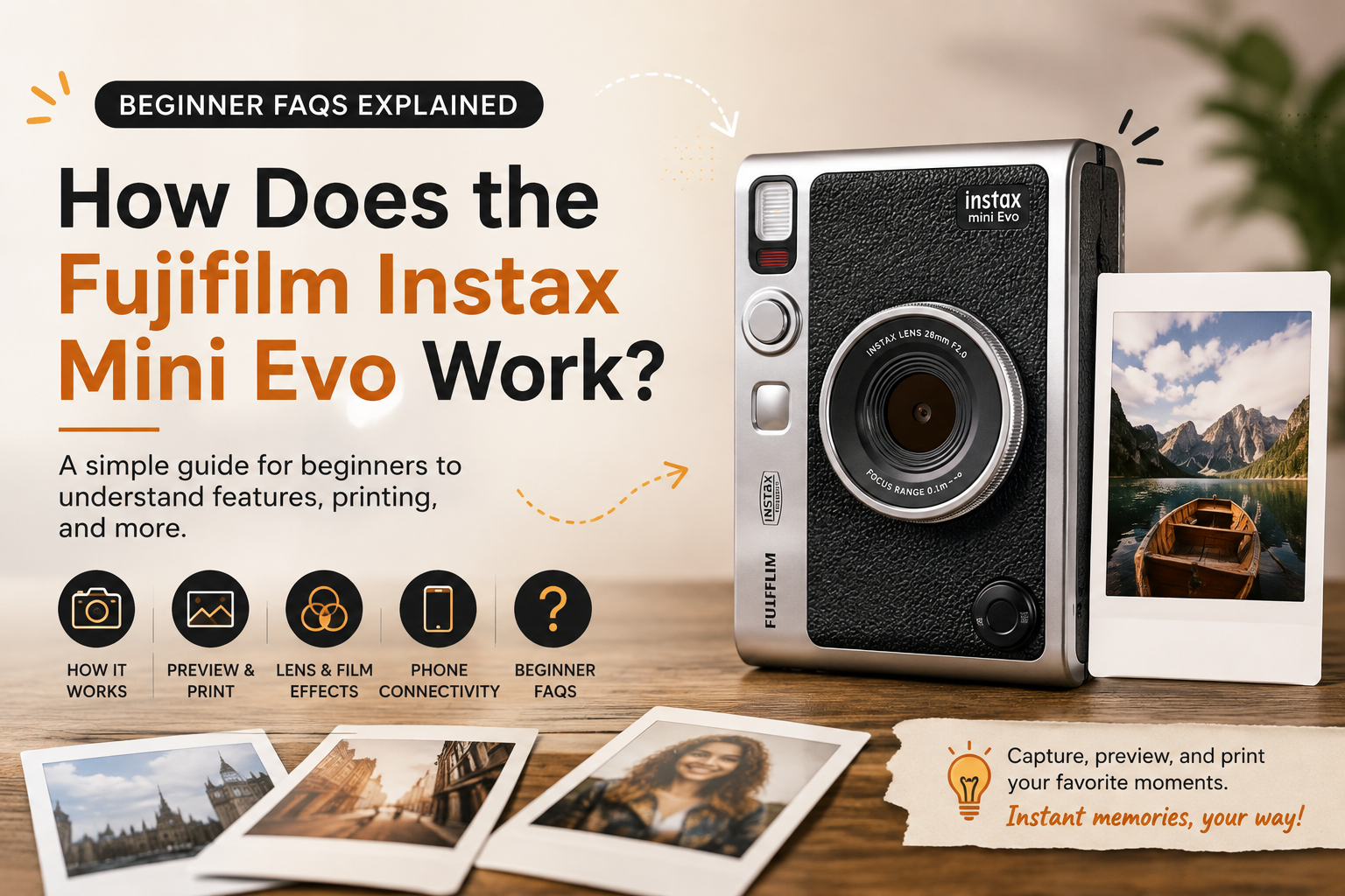 How Does the Fujifilm Instax Mini Evo Work? Beginner FAQs Explained