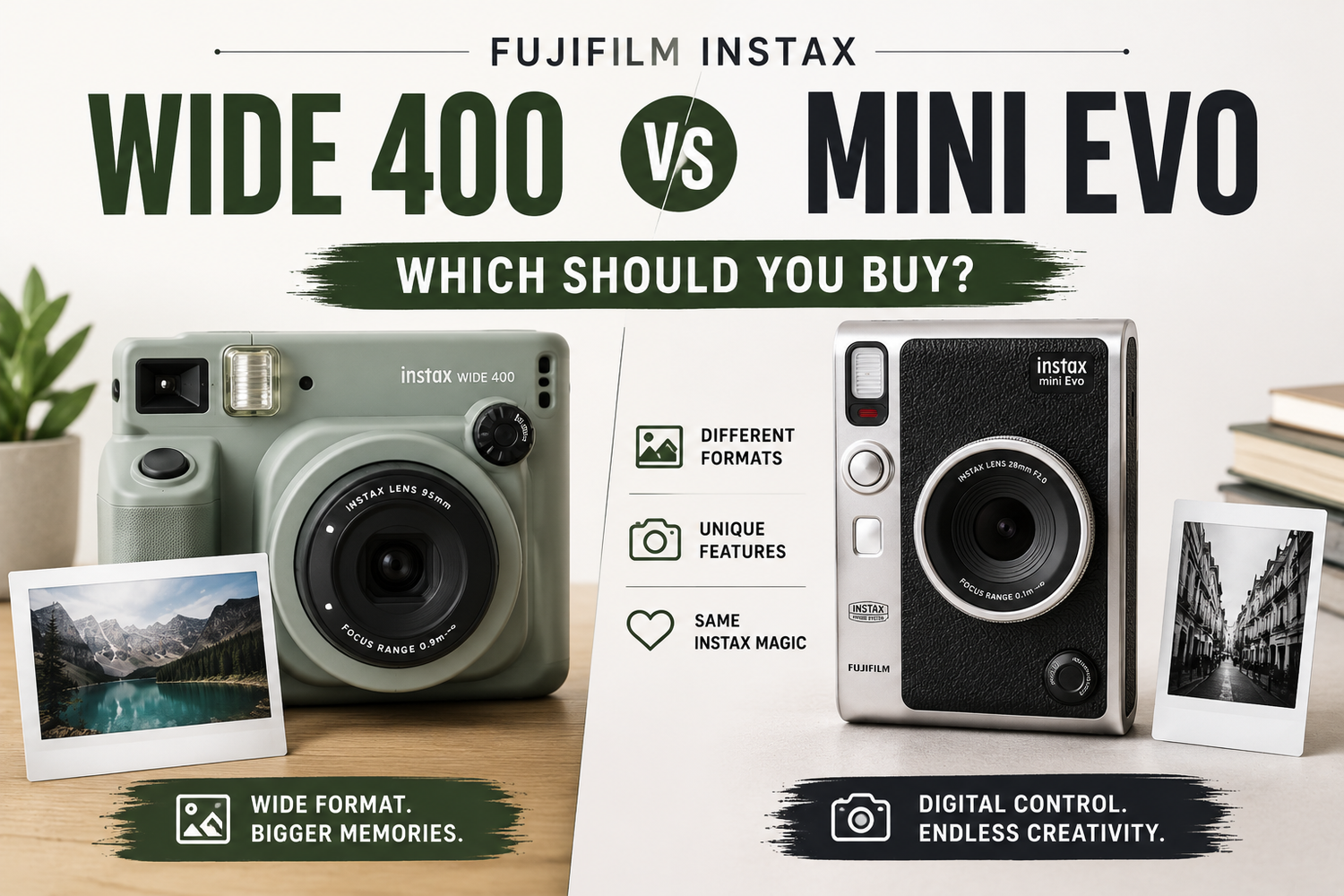 Fujifilm Instax Wide 400 vs Instax Mini Evo: Which Should You Buy? (FAQ Guide)