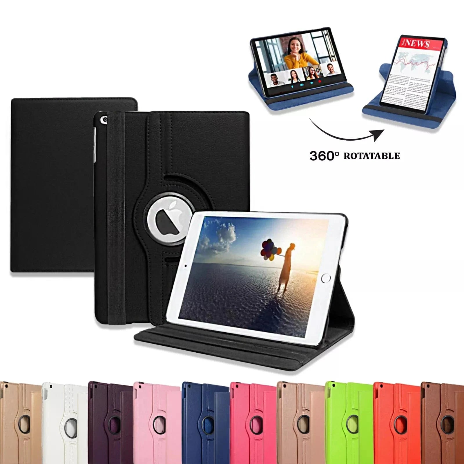 Techieexpert Generic Accessories 360 Rotating Leather Smart Case Cover For iPad Pro 10.5" - Red