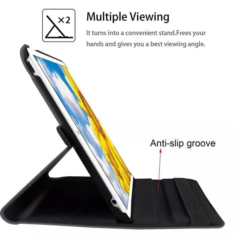 Techieexpert Generic Accessories 360 Rotating Leather Smart Case Cover For iPad 5th Gen 9.7" - Black