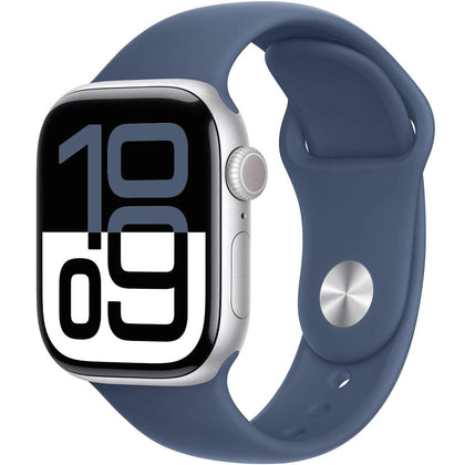 Apple Smart Watch Apple Watch Series 10 GPS + Cellular MWY13ZP/A 46mm Silver Aluminium Case with Denim Sport Band M/L