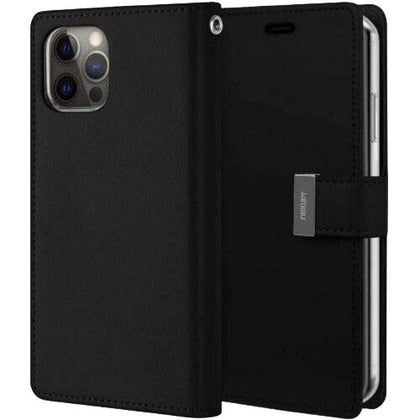 Goospery Original Accessories Black Goospery Rich Diary Book Case for iPhone 16 Pro Max