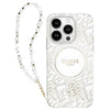 Guess Original Accessories White Guess Flowers with Bead Strap MagSafe for iPhone 16 Pro