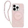 Guess Original Accessories Pink Guess Flowers with Bead Strap MagSafe for iPhone 16 Pro