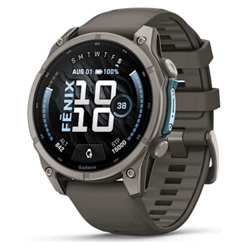 Garmin Fenix 9 47mm AMOLED Sapphire, Titanium with Pebble Grey Silicone Band