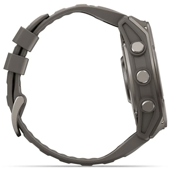 Garmin Fenix 9 51mm AMOLED Sapphire, Titanium with Pebble Grey Silicone Band Front