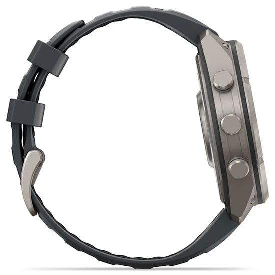 Garmin Fenix 9 Pro 47mm AMOLED Sapphire, Titanium with Graphite/Black Silicone Band Side