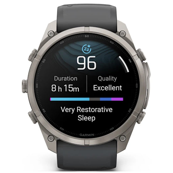Garmin Fenix 9 Pro 51mm AMOLED Sapphire, Titanium with Graphite/Black Silicone Band Front