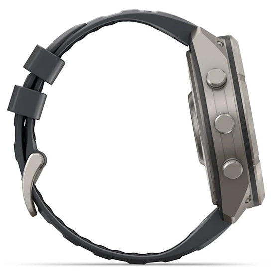 Garmin Fenix 9 Pro 51mm AMOLED Sapphire, Titanium with Graphite/Black Silicone Band Side