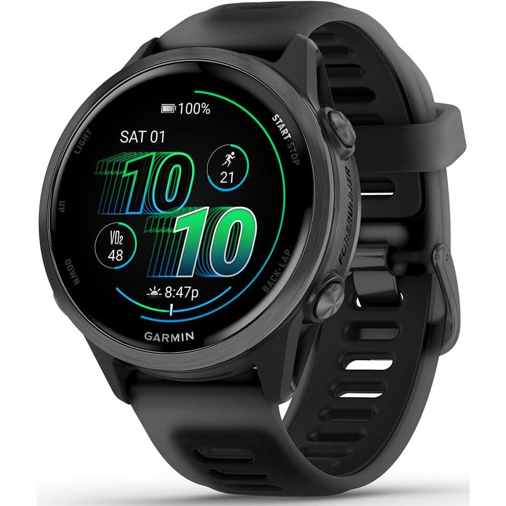 Garmin Smart Watch Slate Grey Aluminum with Translucent Black/Black Band Garmin Forerunner 570 42mm GPS Running Smartwatch