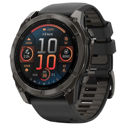 Garmin Smart Watch Garmin Fenix 8 51mm AMOLED Sapphire Carbon Gray DLC Titanium with Black/Pebble Gray Silicone Band