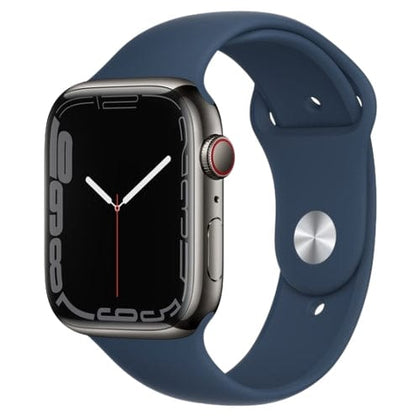 Apple Smart Watch Graphite Refurbished Apple Watch Series 7, GPS + Cellular 45mm Stainless Steel Case with Sport Band (6 Months limited Seller Warranty)