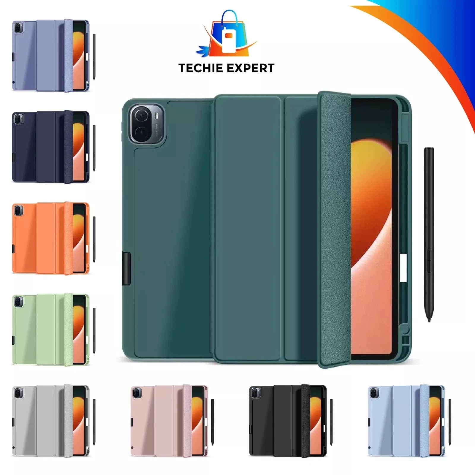 Techieexpert Generic Accessories Shockproof Smart Cover TPU Case For iPad 10th Gen 10.9" 2022 Pen Slot - Dark Green