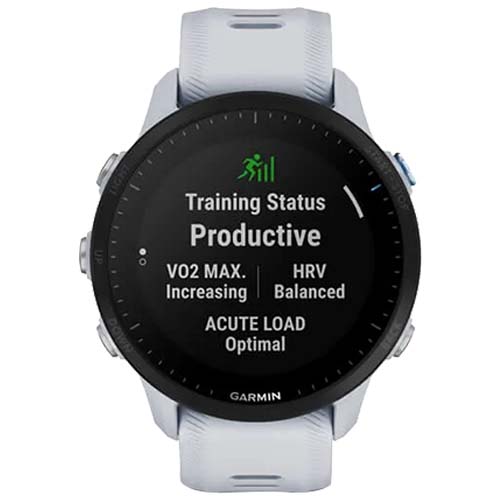 Garmin Forerunner 955 Solar GPS Running Watch featuring solar charging, a colour touchscreen, advanced GPS tracking, training metrics, navigation, and performance features for runners and athletes.