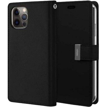 Goospery Generic Accessories Black Goospery Rich Diary Book Case for iPhone 14 Pro Max