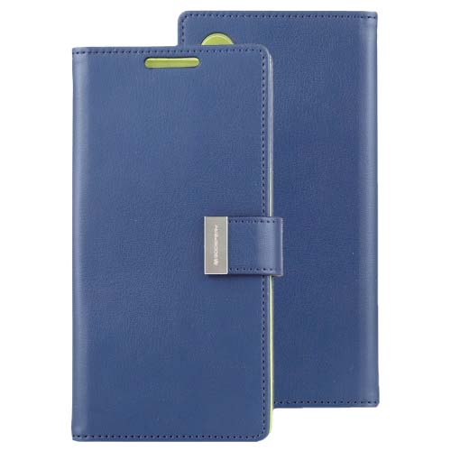 Goospery Generic Accessories Navy Goospery Rich Diary Book Case for iPhone 14 Pro Max
