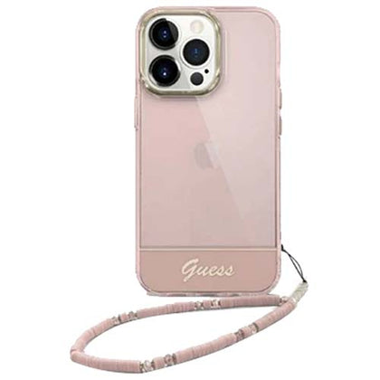 Guess Original Accessories Pink Guess Double Layer Case wtih Strap for iPhone 14 Plus